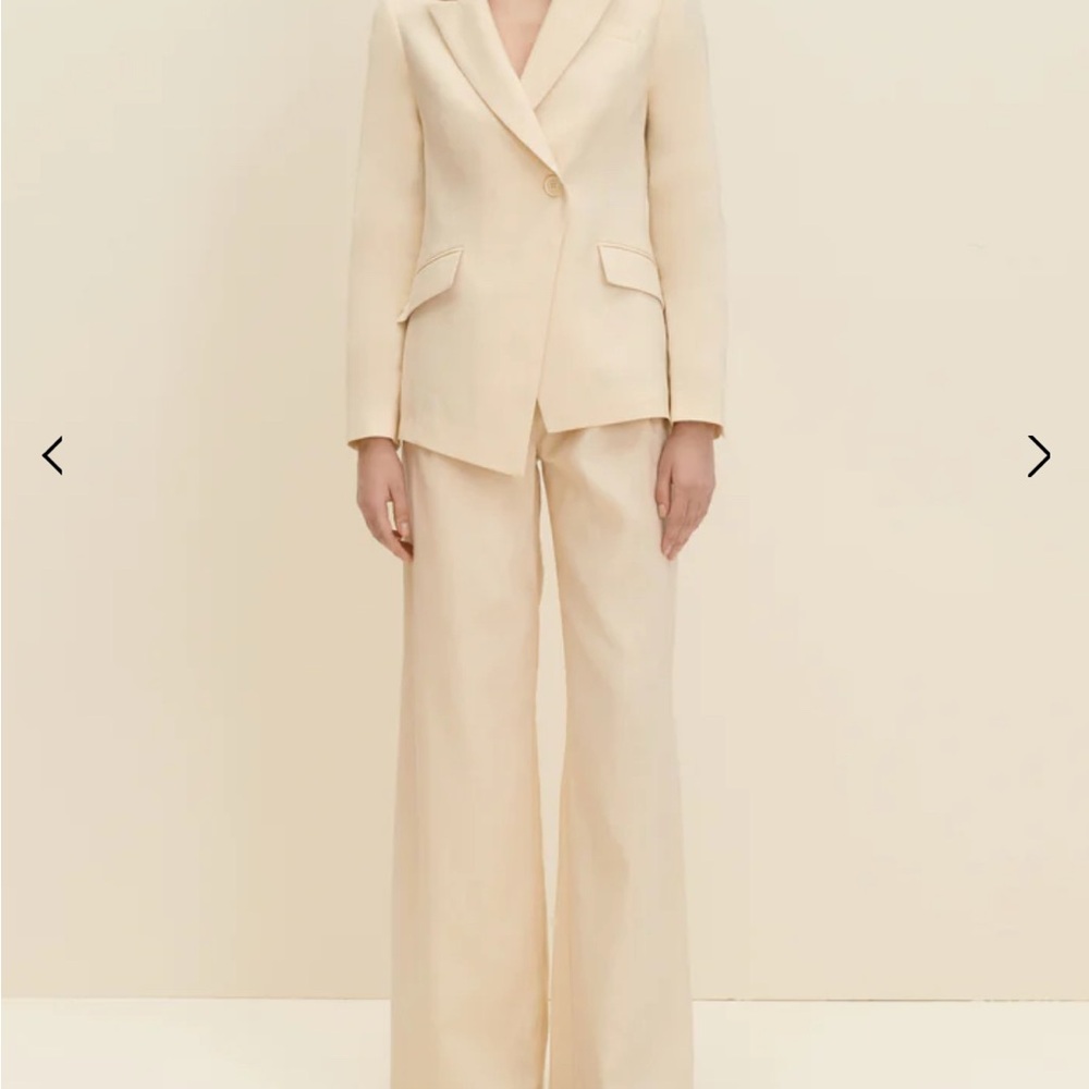 Cream Linen Pantsuit Set